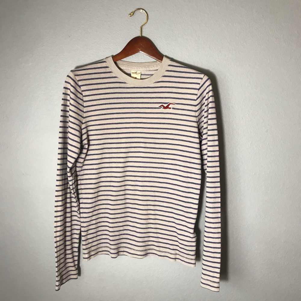 Hollister Gray & Navy Striped Thermal